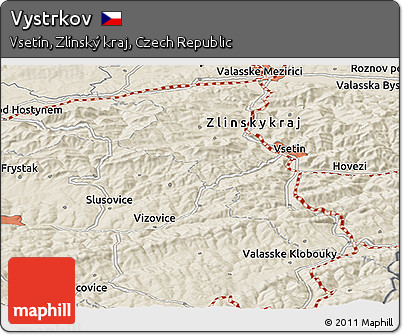 Shaded Relief Panoramic Map of Vystrkov