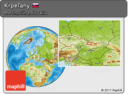 Physical Location Map of Krpeľany