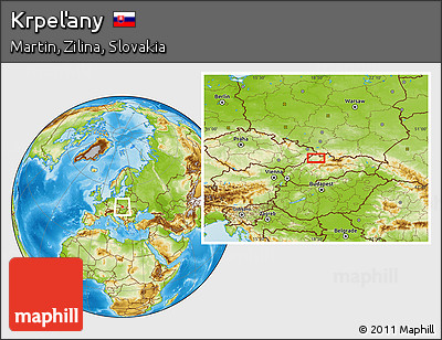 Physical Location Map of Krpeľany