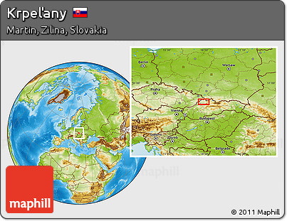 Physical Location Map of Krpeľany