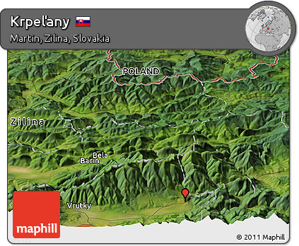 Satellite Panoramic Map of Krpeľany