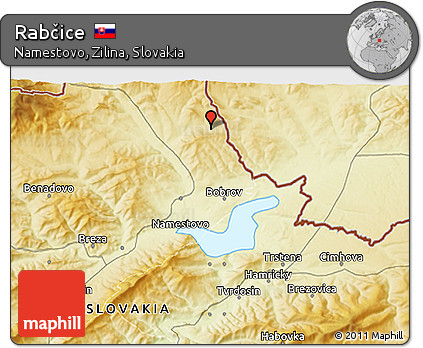 Physical 3D Map of Rabčice