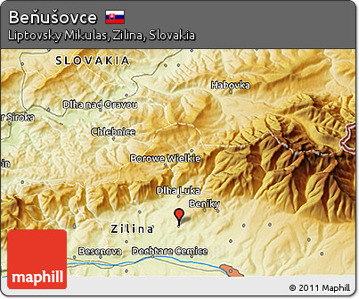 Physical 3D Map of Beňušovce