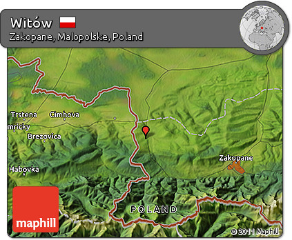 Satellite 3D Map of Witów