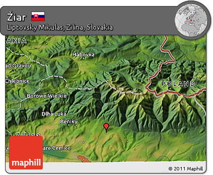 Satellite 3D Map of Žiar