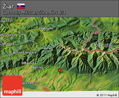 Satellite 3D Map of Žiar