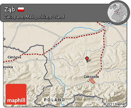 Shaded Relief 3D Map of Ząb