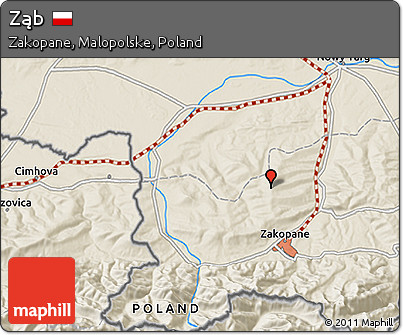 Shaded Relief 3D Map of Ząb
