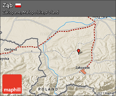 Shaded Relief 3D Map of Ząb
