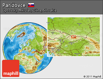 Physical Location Map of Parížovce