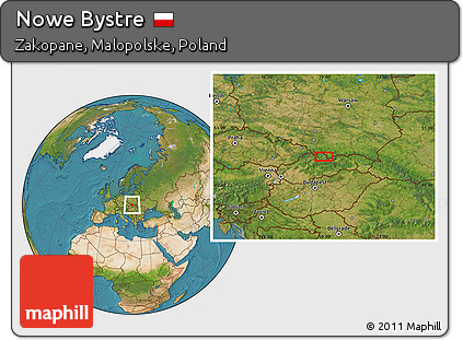 Satellite Location Map of Nowe Bystre
