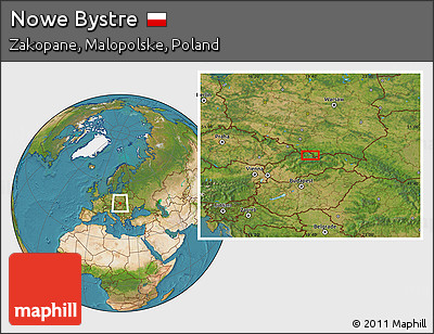 Satellite Location Map of Nowe Bystre