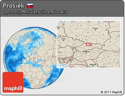 Shaded Relief Location Map of Prosiek