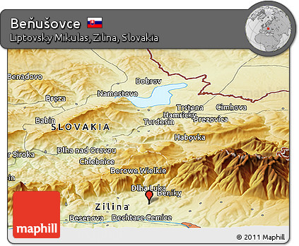 Physical Panoramic Map of Beňušovce