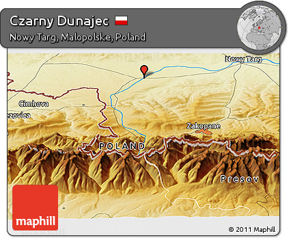 Physical Panoramic Map of Czarny Dunajec