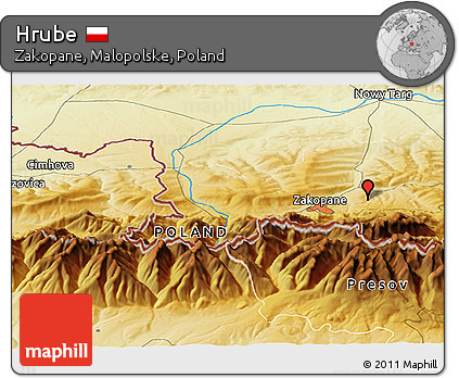 Physical Panoramic Map of Hrube