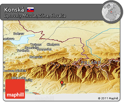 Physical Panoramic Map of Konská