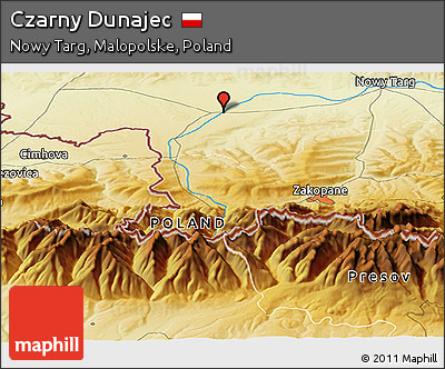 Physical Panoramic Map of Czarny Dunajec
