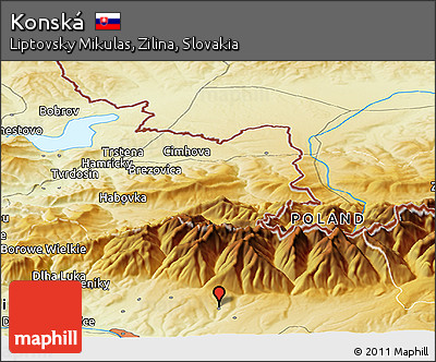 Physical Panoramic Map of Konská