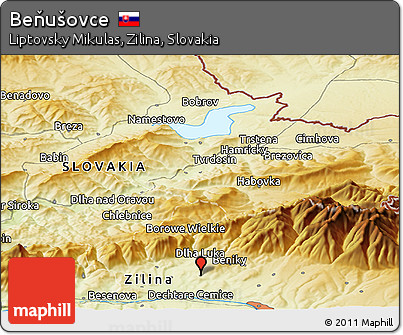 Physical Panoramic Map of Beňušovce