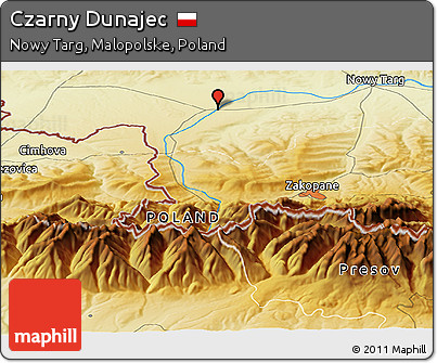 Physical Panoramic Map of Czarny Dunajec