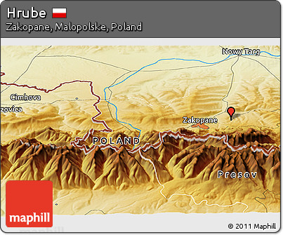 Physical Panoramic Map of Hrube