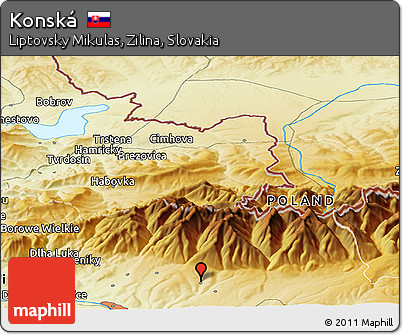Physical Panoramic Map of Konská