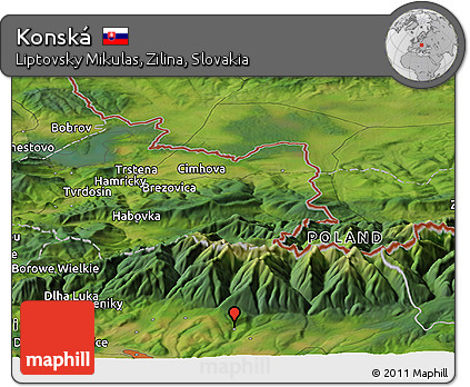 Satellite Panoramic Map of Konská