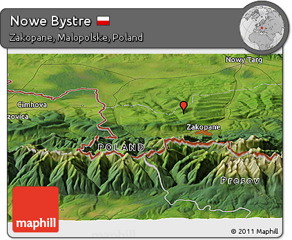 Satellite Panoramic Map of Nowe Bystre