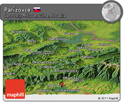 Satellite Panoramic Map of Parížovce