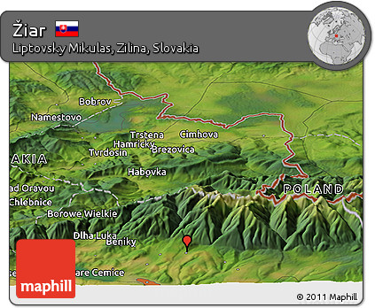 Satellite Panoramic Map of Žiar