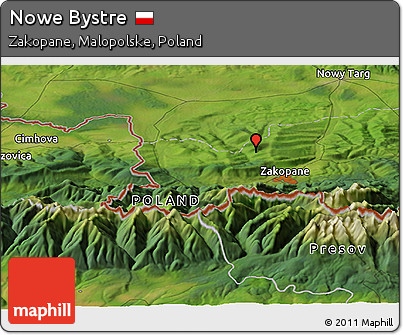 Satellite Panoramic Map of Nowe Bystre