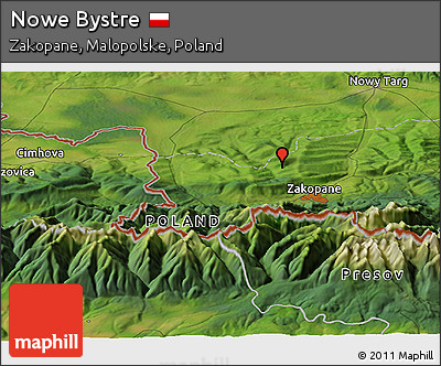 Satellite Panoramic Map of Nowe Bystre