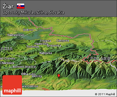 Satellite Panoramic Map of Žiar