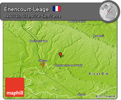 Physical 3D Map of Énencourt-Léage