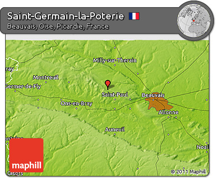 Physical 3D Map of Saint-Germain-la-Poterie