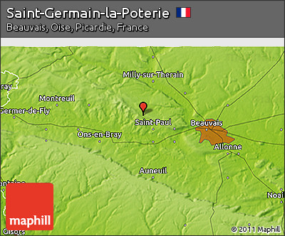 Physical 3D Map of Saint-Germain-la-Poterie