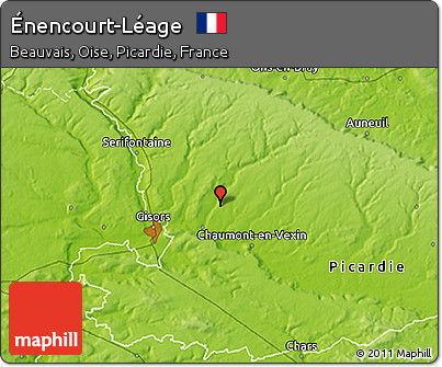 Physical 3D Map of Énencourt-Léage