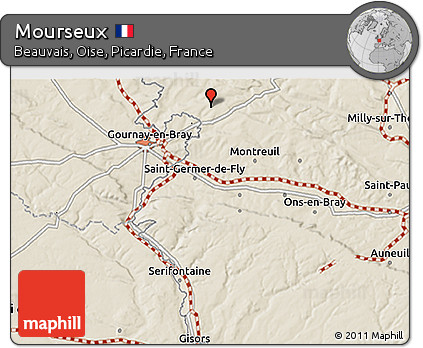 Shaded Relief 3D Map of Mourseux