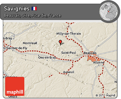 Shaded Relief 3D Map of Savignies