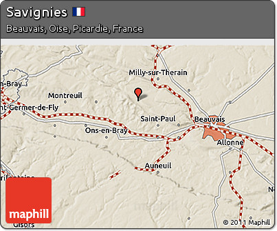 Shaded Relief 3D Map of Savignies