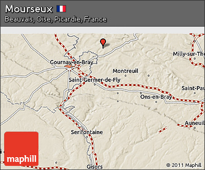 Shaded Relief 3D Map of Mourseux