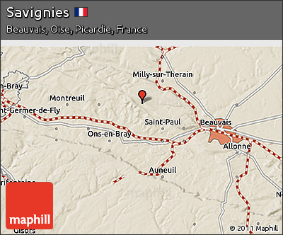 Shaded Relief 3D Map of Savignies