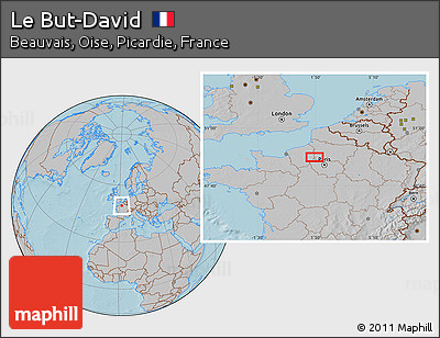 Gray Location Map of Le But-David, hill shading