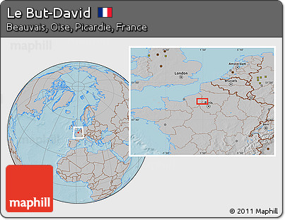 Gray Location Map of Le But-David, hill shading