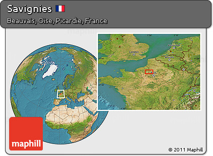 Satellite Location Map of Savignies