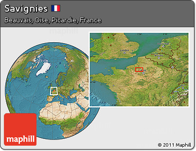 Satellite Location Map of Savignies