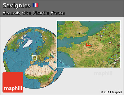 Satellite Location Map of Savignies