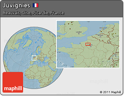Savanna Style Location Map of Juvignies, hill shading