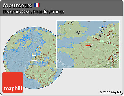 Savanna Style Location Map of Mourseux, hill shading